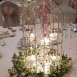 Cream Birdcage Table Centrepiece on Mirror Plate
