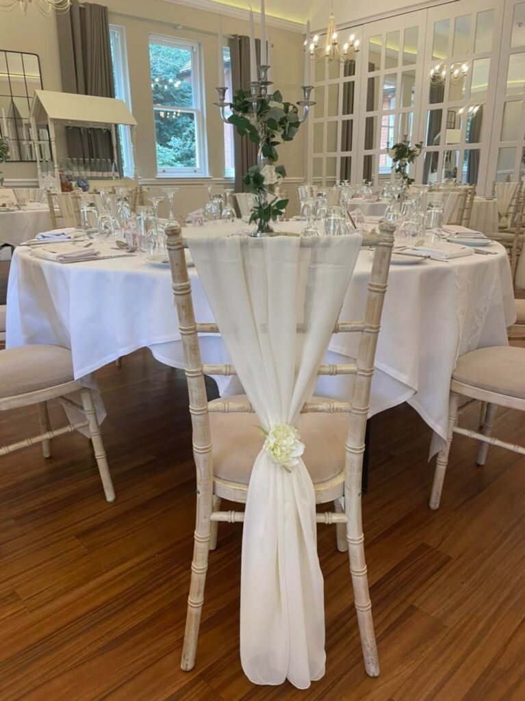 Vertical Chiffon Drape with Flower Clip