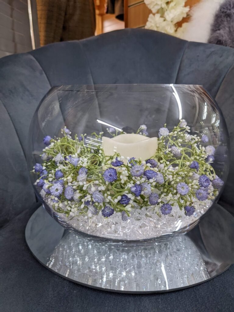 Fish Bowl Table Centrepiece on Mirror Plate