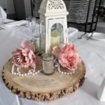 Small Lantern Table Centrepiece on Log Slice