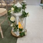 Large Lantern Aisle Decor on Log Slice