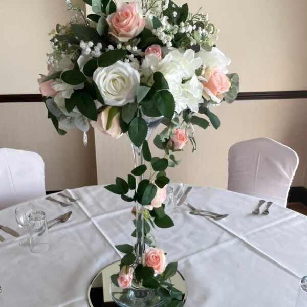 Martini Vase Table Centrepiece on Mirror Plate