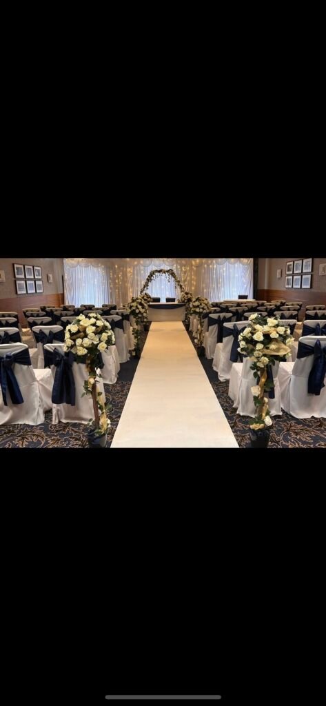 Wedding Ceremony Room Decor with Rose Trees