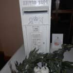 white wedding post box